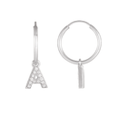 14K Natural Diamond Single Initial with Hoop Earring