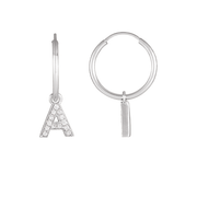 14K Natural Diamond Single Initial with Hoop Earring