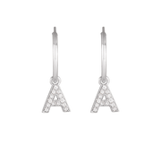 14K Natural Diamond Single Initial with Hoop Earring