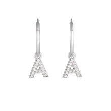 14K Natural Diamond Single Initial with Hoop Earring