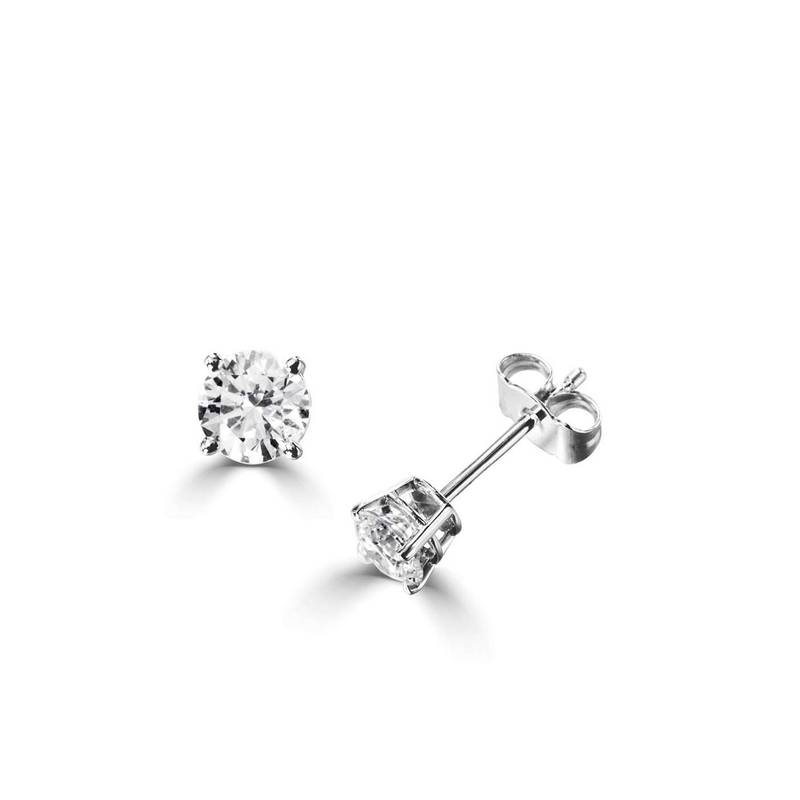 18K Natural Diamond Solitaire Earring Stud