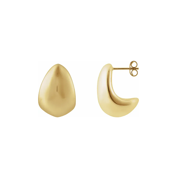 14K Gold Teardrop 25mm J-Hoop Earrings