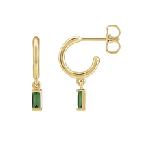 14K Natural Gemstone Baguette Earring Dangle