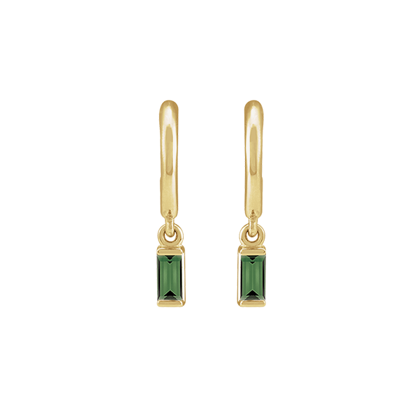 14K Natural Gemstone Baguette Earring Dangle