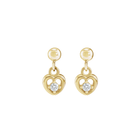 14K Natural Diamond Heart Drop Earring