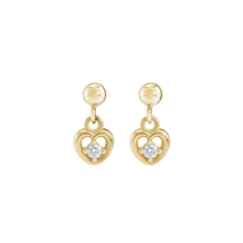 14K Natural Diamond Heart Drop Earring