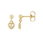 14K Natural Diamond Heart Drop Earring