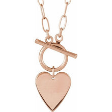 14K Engravable Heart Toggle Necklace