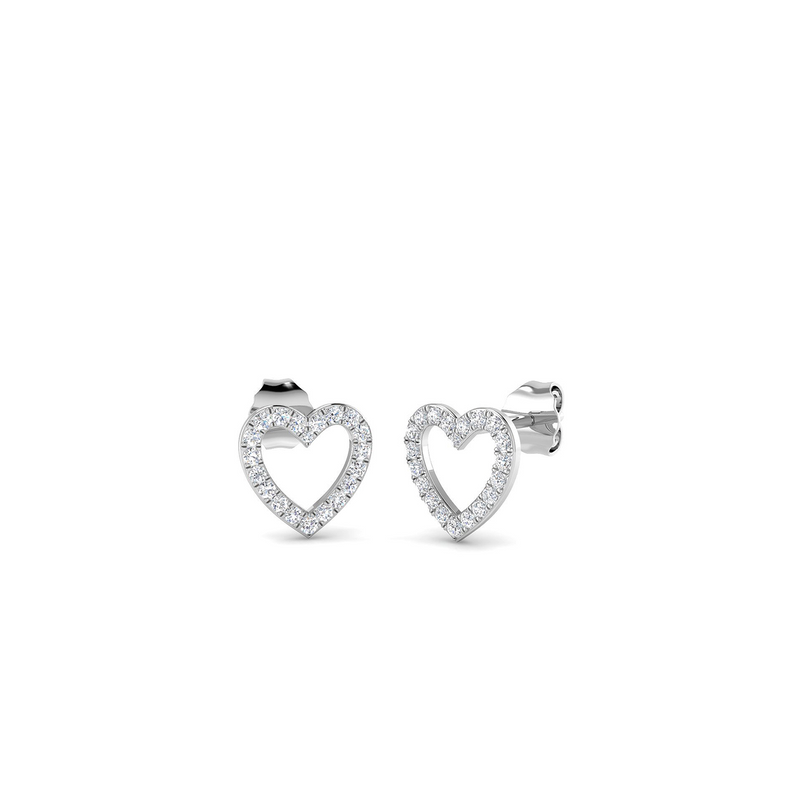 18K Natural Diamond Hearts Stud