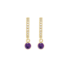 14K Natural Gemstone and Diamond Hoop Earring