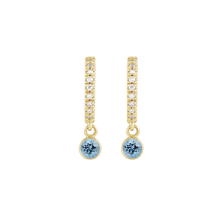 14K Natural Gemstone and Diamond Hoop Earring
