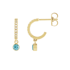 14K Natural Gemstone and Diamond Hoop Earring
