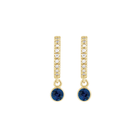 14K Natural Gemstone and Diamond Hoop Earring