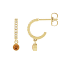 14K Natural Gemstone and Diamond Hoop Earring