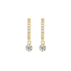 14K Natural Gemstone and Diamond Hoop Earring