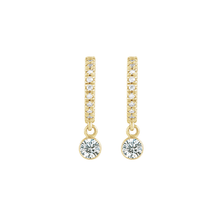 14K Natural Gemstone and Diamond Hoop Earring