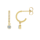 14K Natural Gemstone and Diamond Hoop Earring
