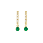 14K Natural Gemstone and Diamond Hoop Earring