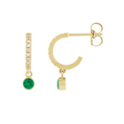 14K Natural Gemstone and Diamond Hoop Earring