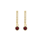 14K Natural Gemstone and Diamond Hoop Earring