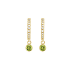 14K Natural Gemstone and Diamond Hoop Earring