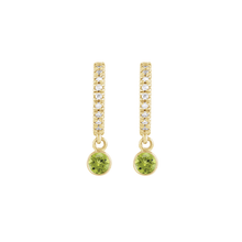 14K Natural Gemstone and Diamond Hoop Earring