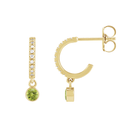 14K Natural Gemstone and Diamond Hoop Earring