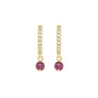 14K Natural Gemstone and Diamond Hoop Earring