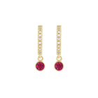 14K Natural Gemstone and Diamond Hoop Earring