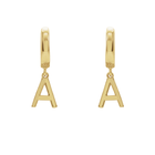 14K Single Initial Hinged Huggie Earrings