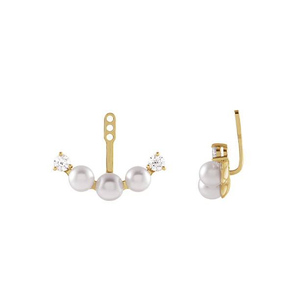 14K Akoya Pearl and Natural Diamond Earring Jacket