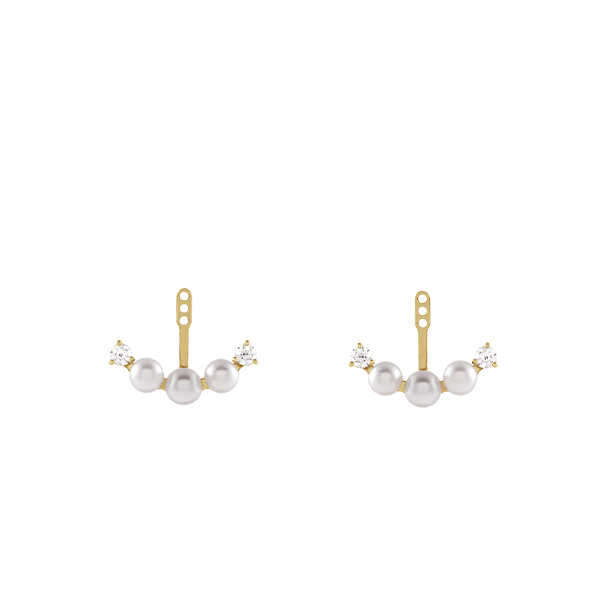 14K Akoya Pearl and Natural Diamond Earring Jacket