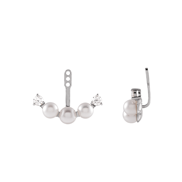 14K Akoya Pearl and Natural Diamond Earring Jacket