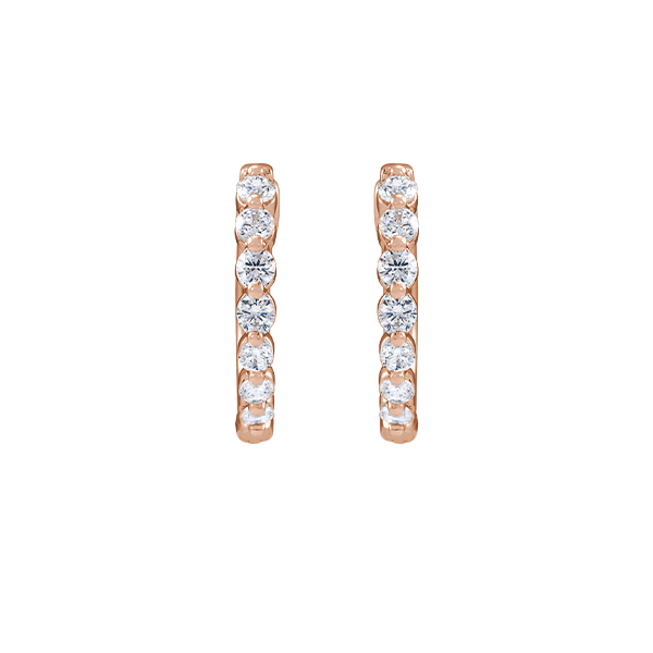 14K Gold and Lab Grown Diamond Hoop Earrings