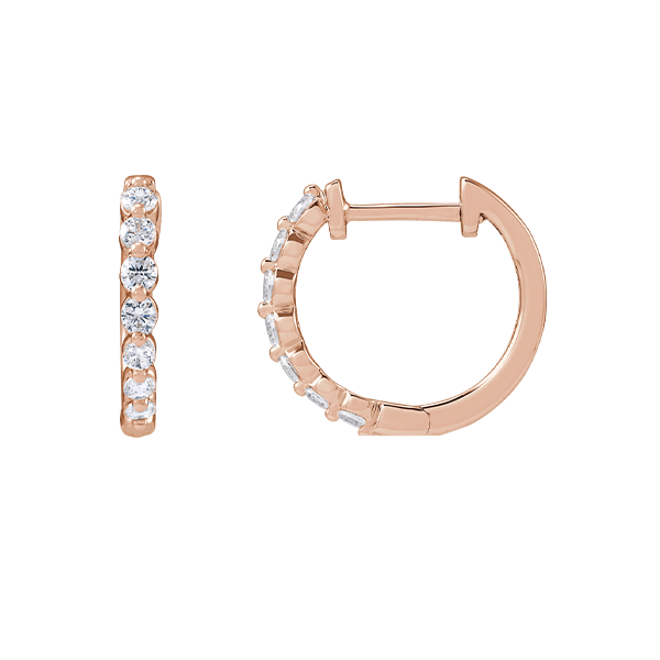 14K Gold and Lab Grown Diamond Hoop Earrings