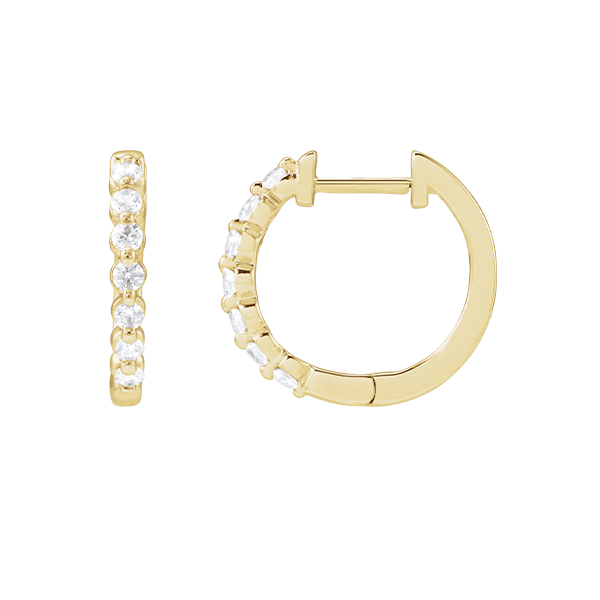 14K Gold and Lab Grown Diamond Hoop Earrings