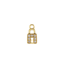 14K Natural Diamond Petite Lock Earring Dangle