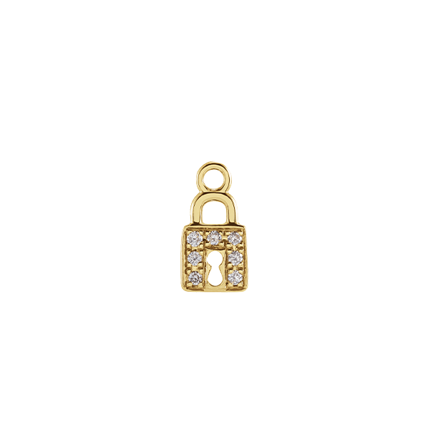 14K Natural Diamond Petite Lock Earring Dangle