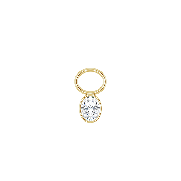 14K Diamond Oval Shape Earring Dangle