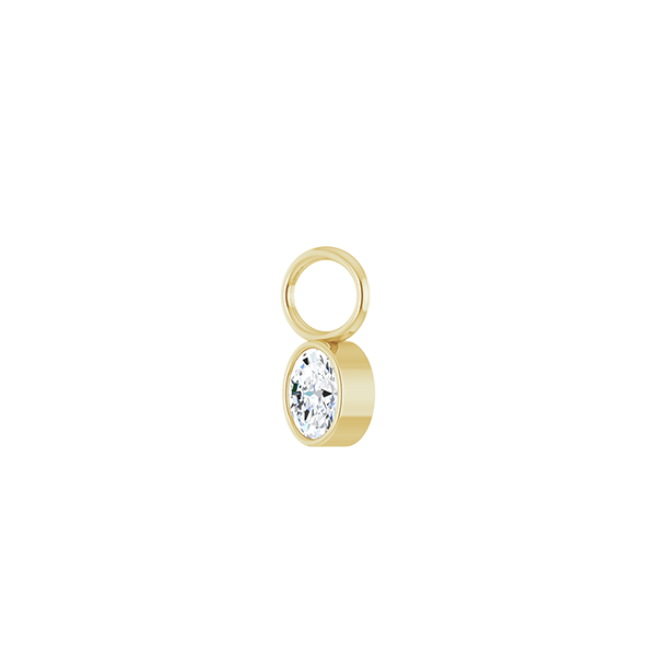14K Diamond Oval Shape Earring Dangle