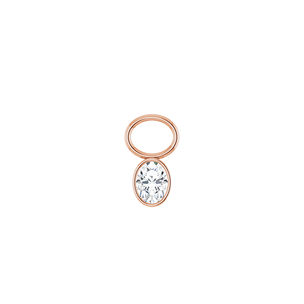 14K Diamond Oval Shape Earring Dangle