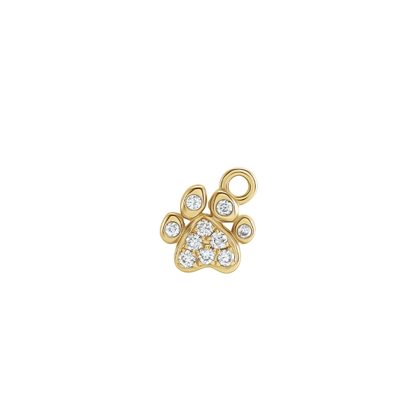 14K Natural Diamond Petite Paw Earring Dangle