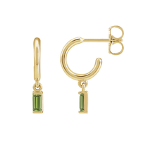 14K Natural Gemstone Baguette Earring Dangle
