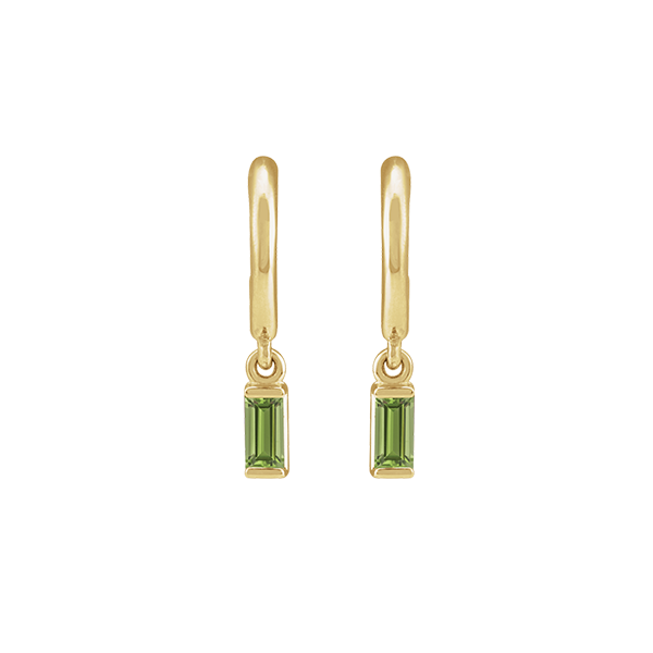 14K Natural Gemstone Baguette Earring Dangle