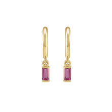 14K Natural Gemstone Baguette Earring Dangle