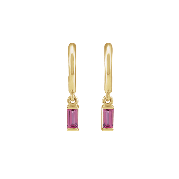 14K Natural Gemstone Baguette Earring Dangle