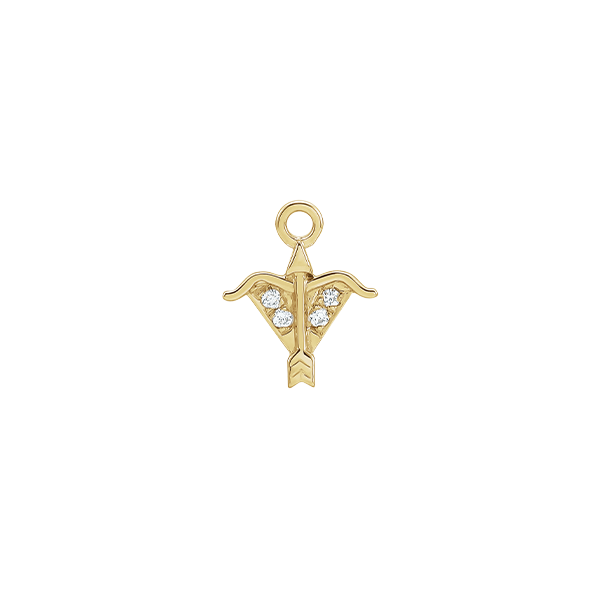 14K Natural Diamond Zodiac Earring Dangle