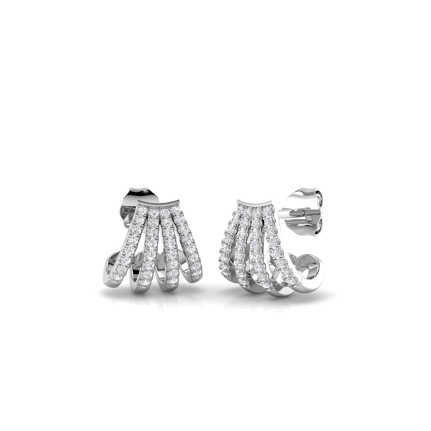 18K Natural Diamond 0.19ct Fan Illusion Stack Earring Climber
