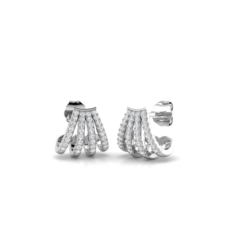 18K Natural Diamond 0.19ct Fan Illusion Stack Earring Climber