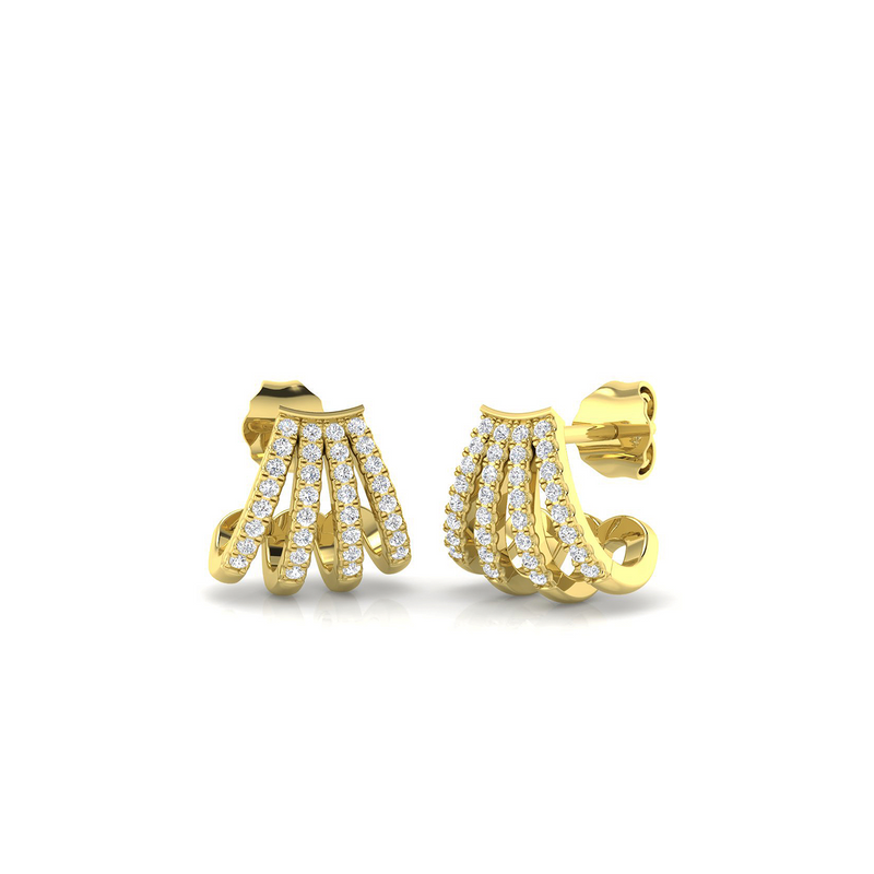 18K Natural Diamond 0.19ct Fan Illusion Stack Earring Climber
